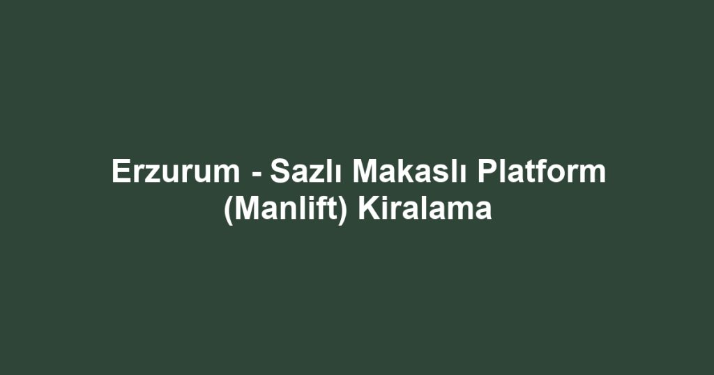 Erzurum - Sazlı Makaslı Platform (Manlift) Kiralama