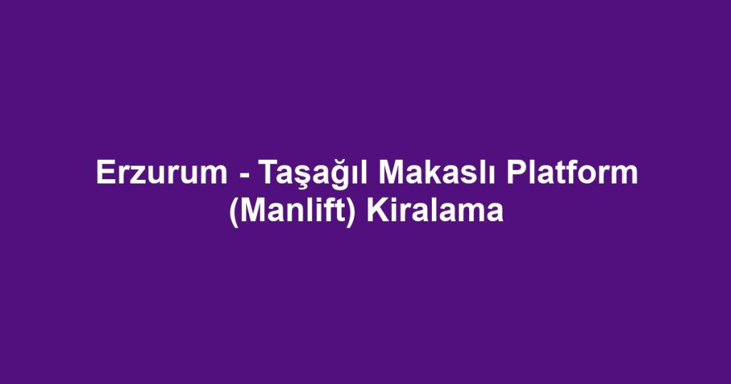 Erzurum - Taşağıl Makaslı Platform (Manlift) Kiralama