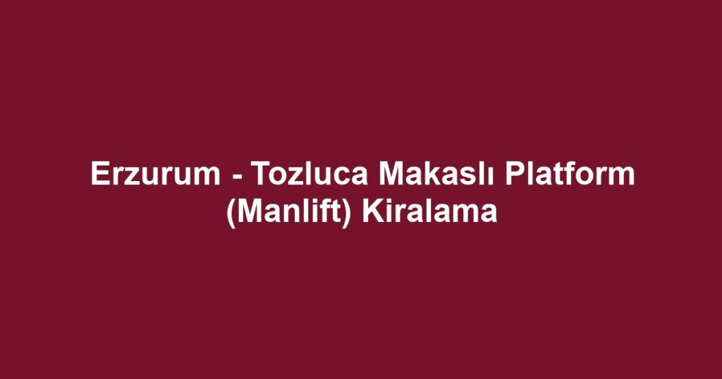 Erzurum - Tozluca Makaslı Platform (Manlift) Kiralama