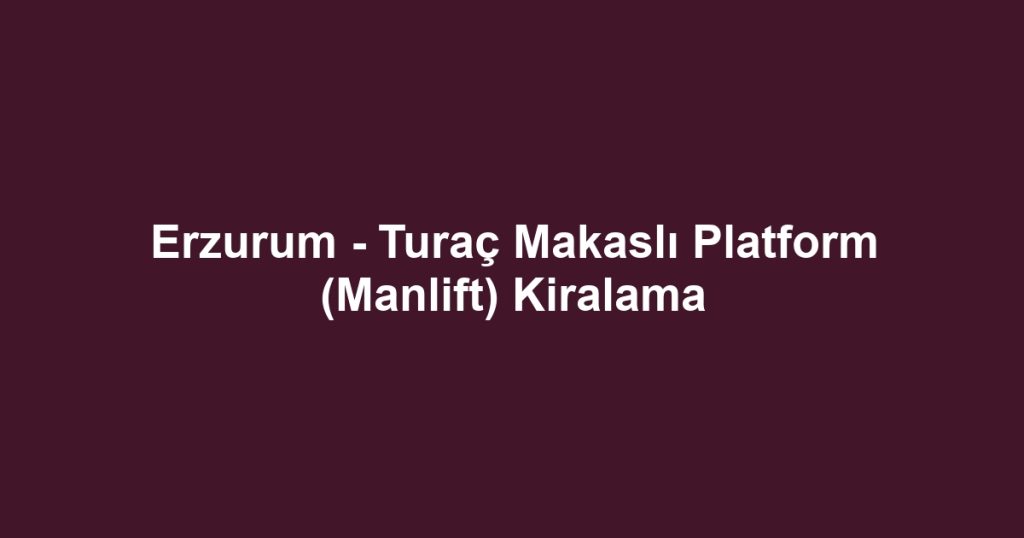 Erzurum - Turaç Makaslı Platform (Manlift) Kiralama