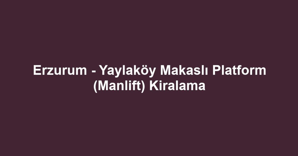 Erzurum - Yaylaköy Makaslı Platform (Manlift) Kiralama