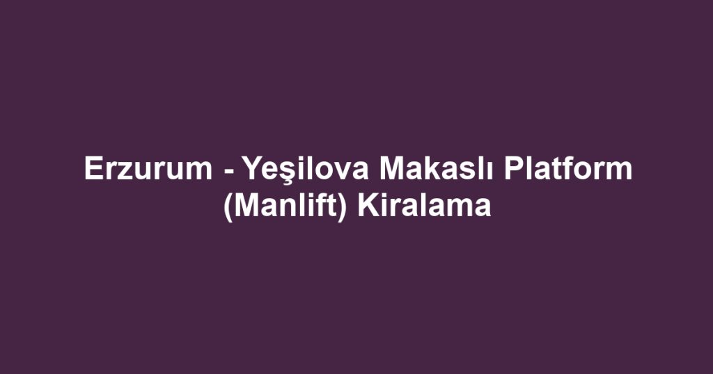 Erzurum - Yeşilova Makaslı Platform (Manlift) Kiralama