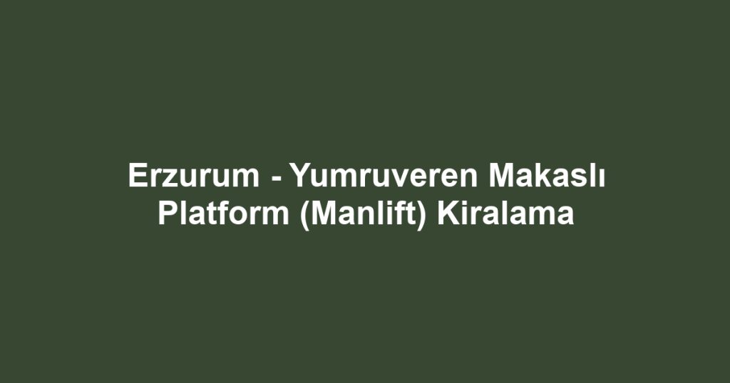 Erzurum - Yumruveren Makaslı Platform (Manlift) Kiralama
