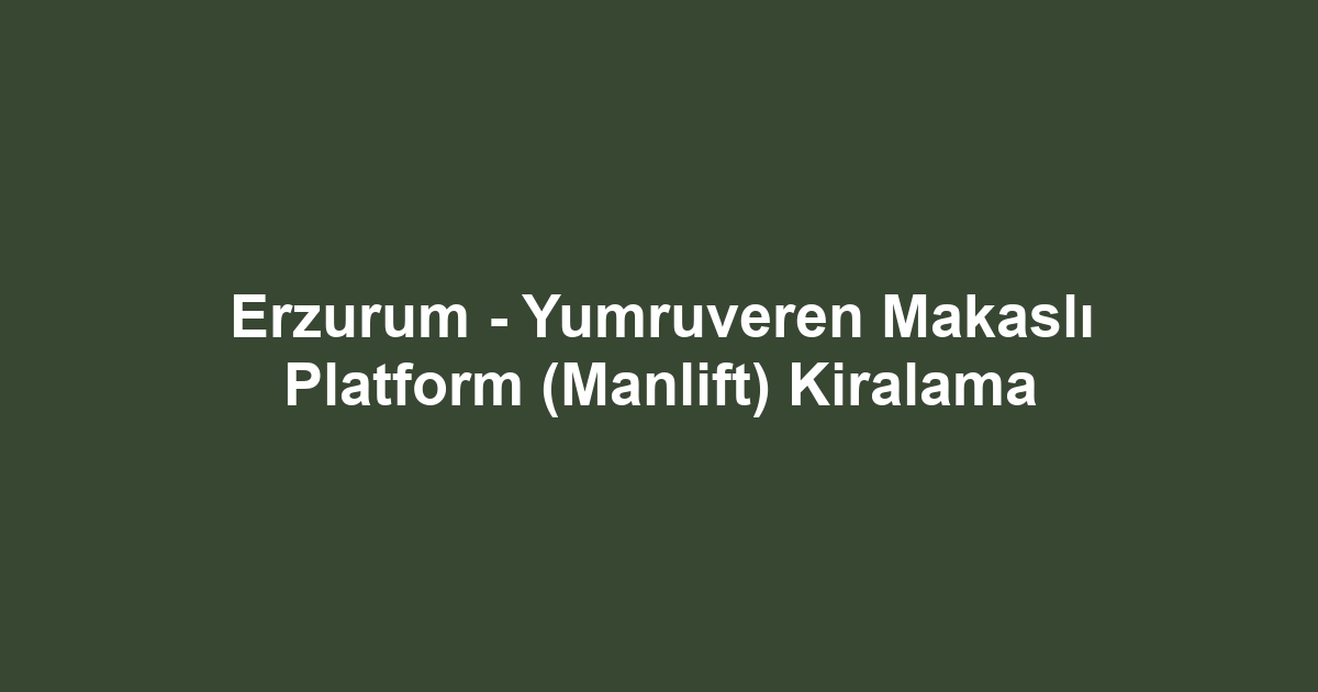 Erzurum - Yumruveren Makaslı Platform (Manlift) Kiralama