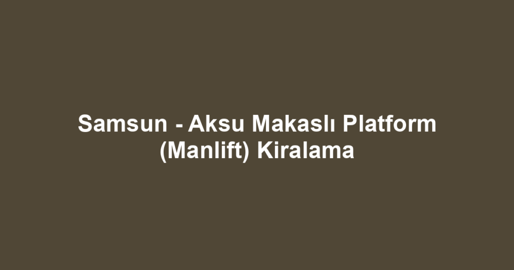 Samsun - Aksu Makaslı Platform (Manlift) Kiralama