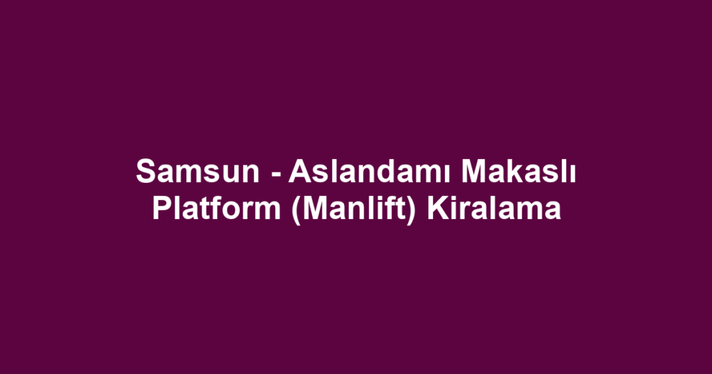Samsun - Aslandamı Makaslı Platform (Manlift) Kiralama