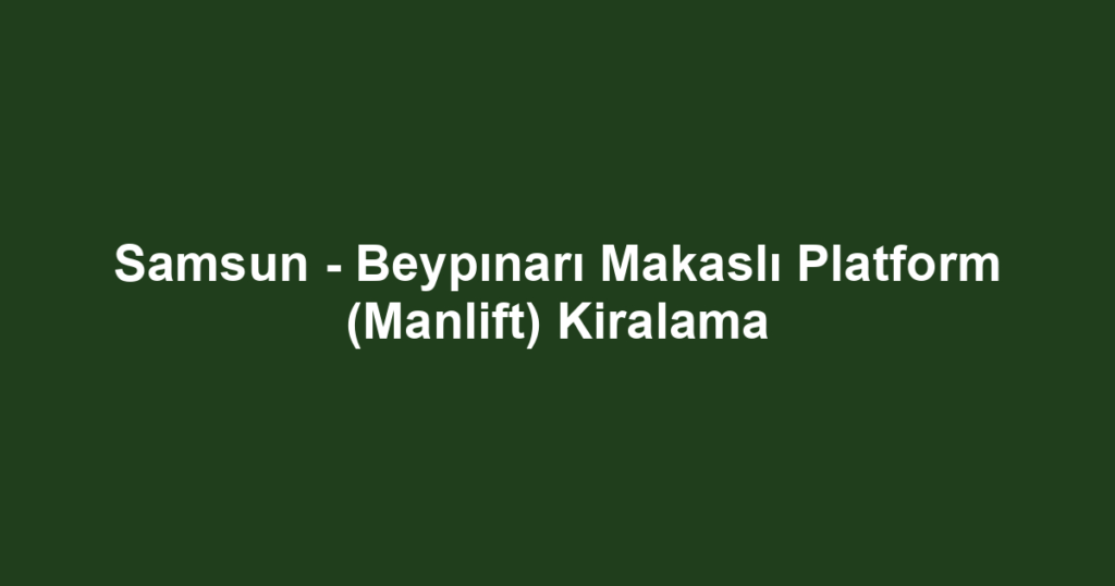 Samsun - Beypınarı Makaslı Platform (Manlift) Kiralama