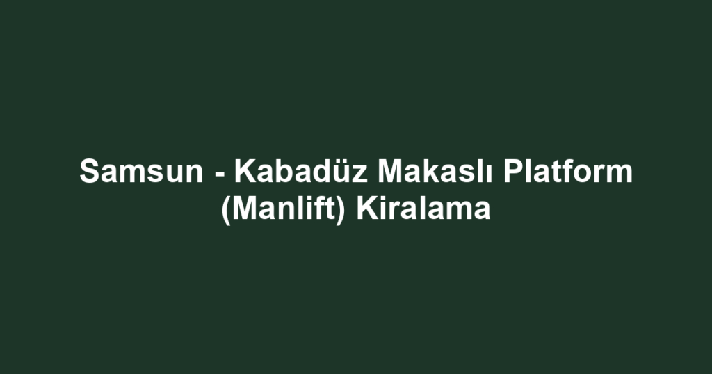 Samsun - Kabadüz Makaslı Platform (Manlift) Kiralama