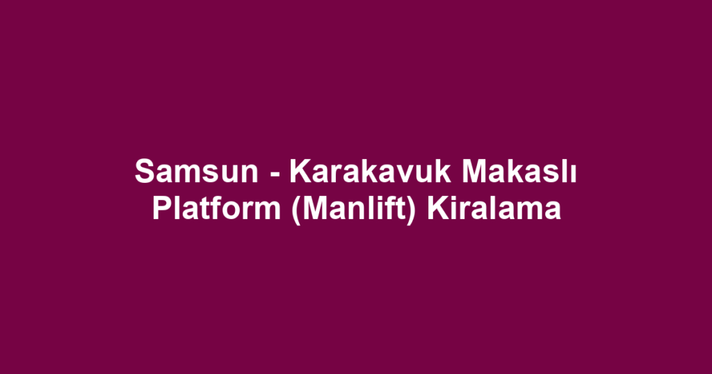 Samsun - Karakavuk Makaslı Platform (Manlift) Kiralama