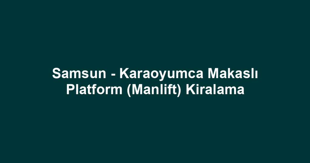 Samsun - Karaoyumca Makaslı Platform (Manlift) Kiralama
