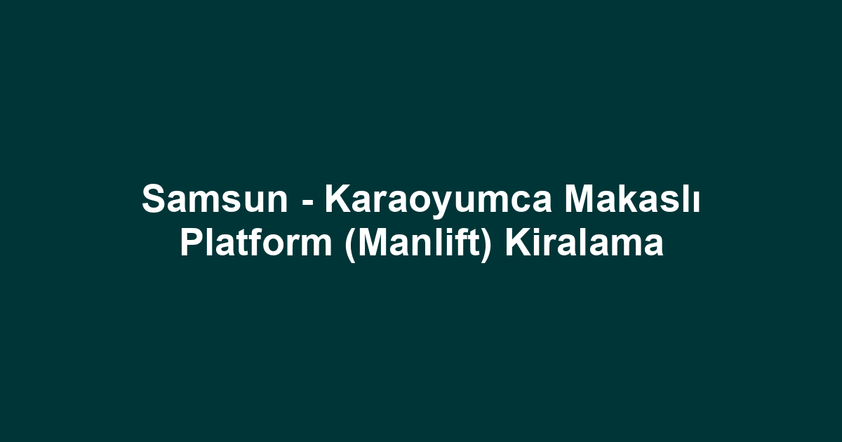 Samsun - Karaoyumca Makaslı Platform (Manlift) Kiralama
