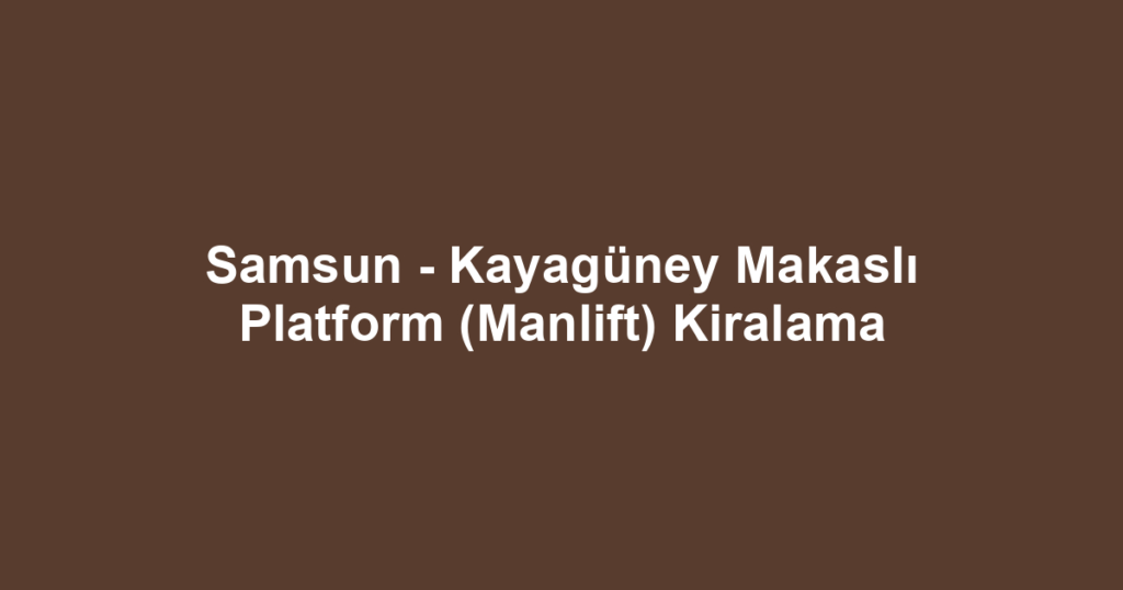 Samsun - Kayagüney Makaslı Platform (Manlift) Kiralama