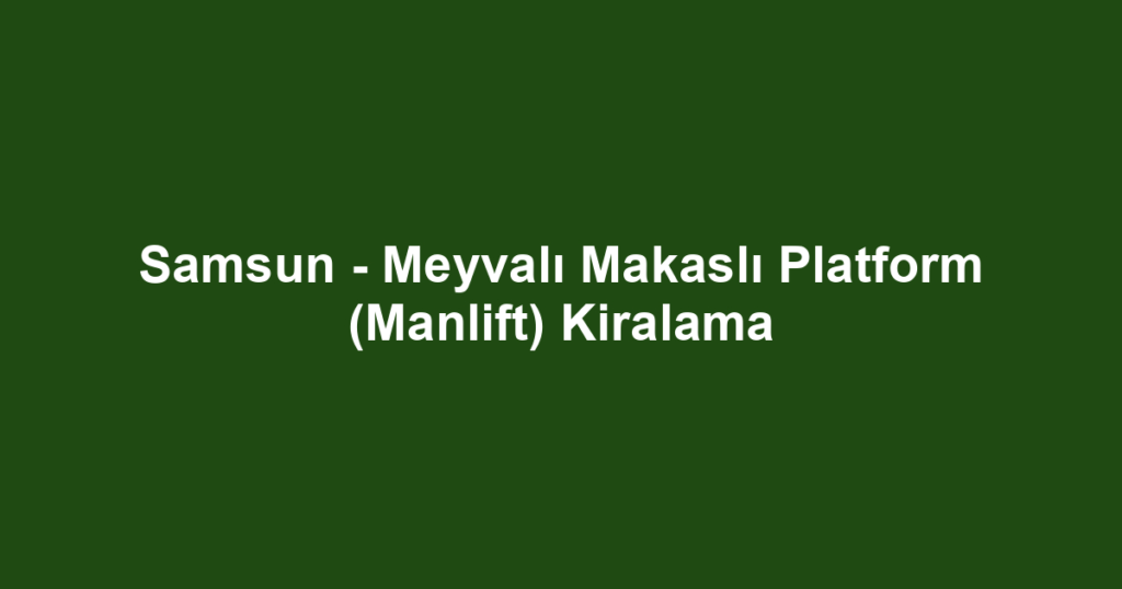 Samsun - Meyvalı Makaslı Platform (Manlift) Kiralama