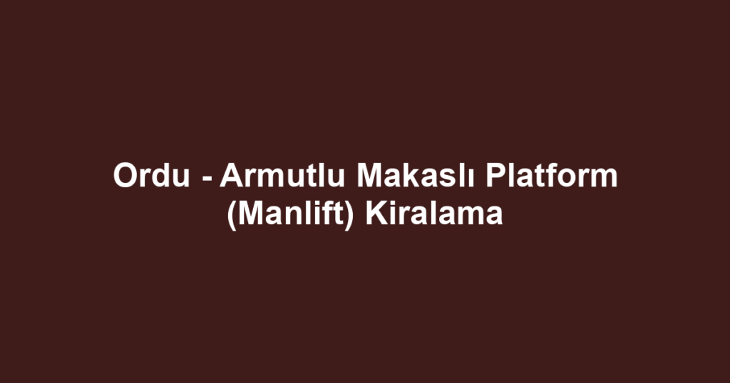 Ordu - Armutlu Makaslı Platform (Manlift) Kiralama