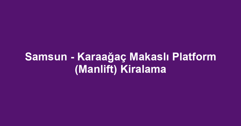 Samsun - Karaağaç Makaslı Platform (Manlift) Kiralama