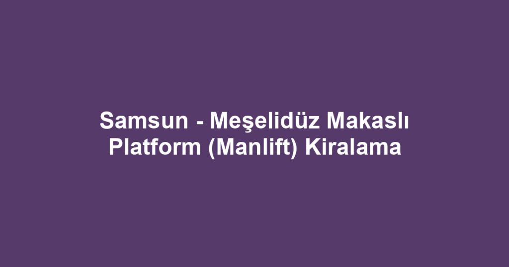 Samsun - Meşelidüz Makaslı Platform (Manlift) Kiralama