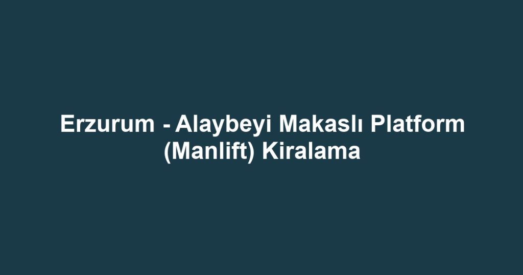 Erzurum - Alaybeyi Makaslı Platform (Manlift) Kiralama