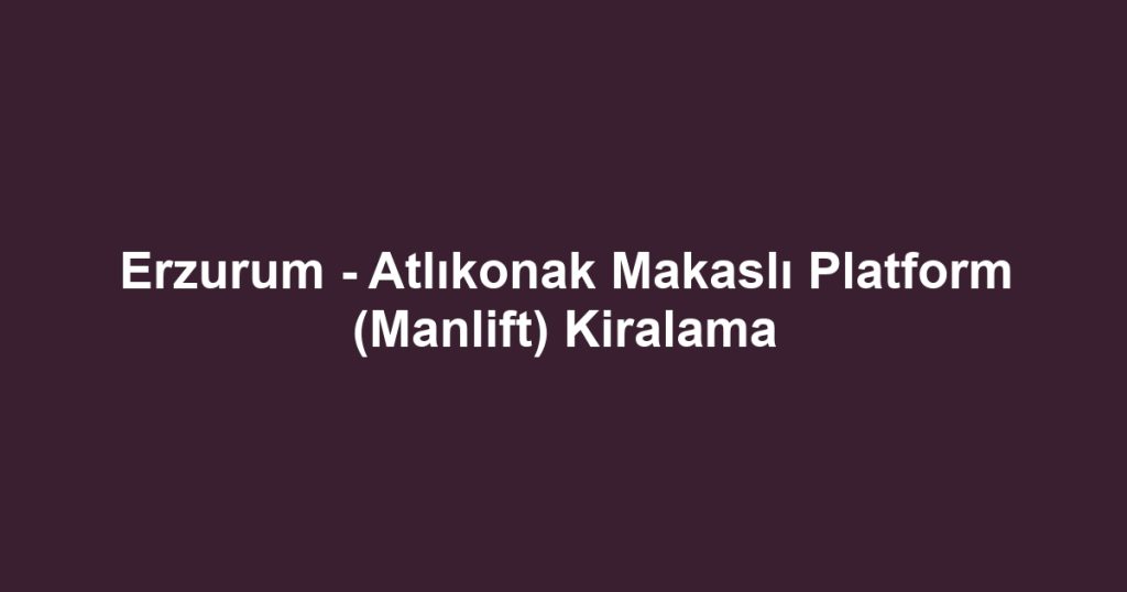 Erzurum - Atlıkonak Makaslı Platform (Manlift) Kiralama