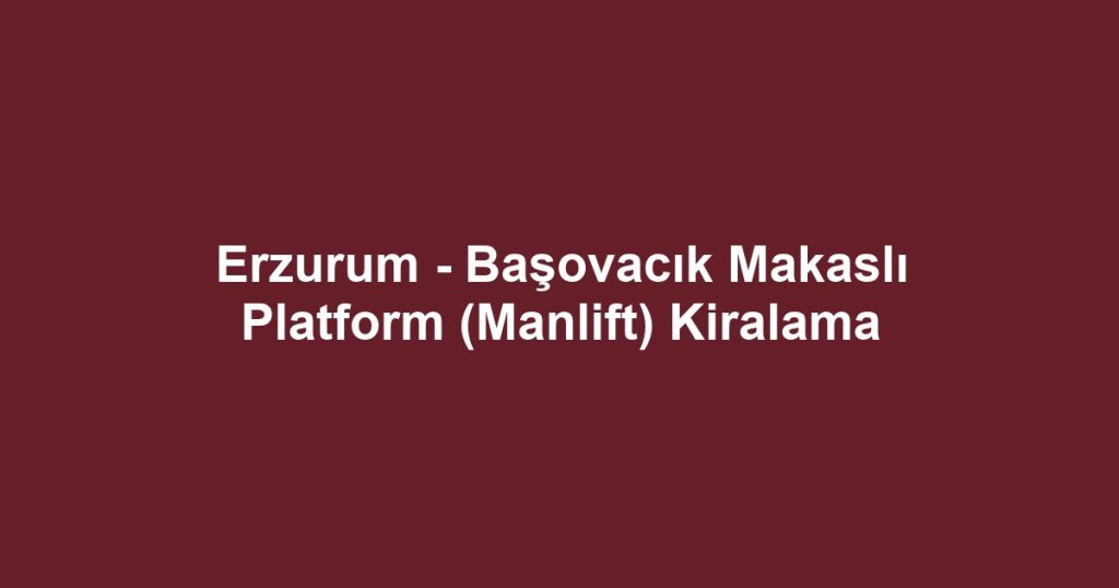 Erzurum - Başovacık Makaslı Platform (Manlift) Kiralama