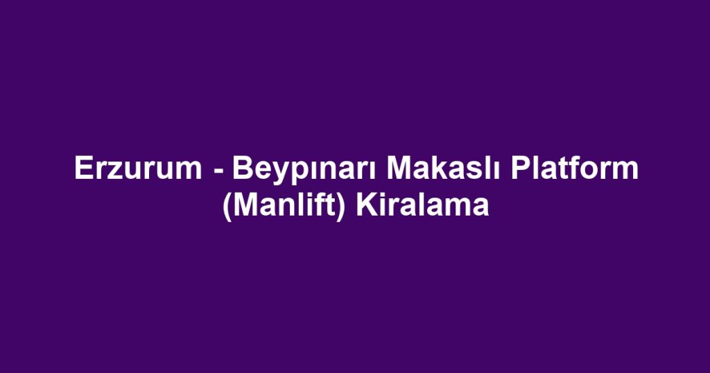 Erzurum - Beypınarı Makaslı Platform (Manlift) Kiralama