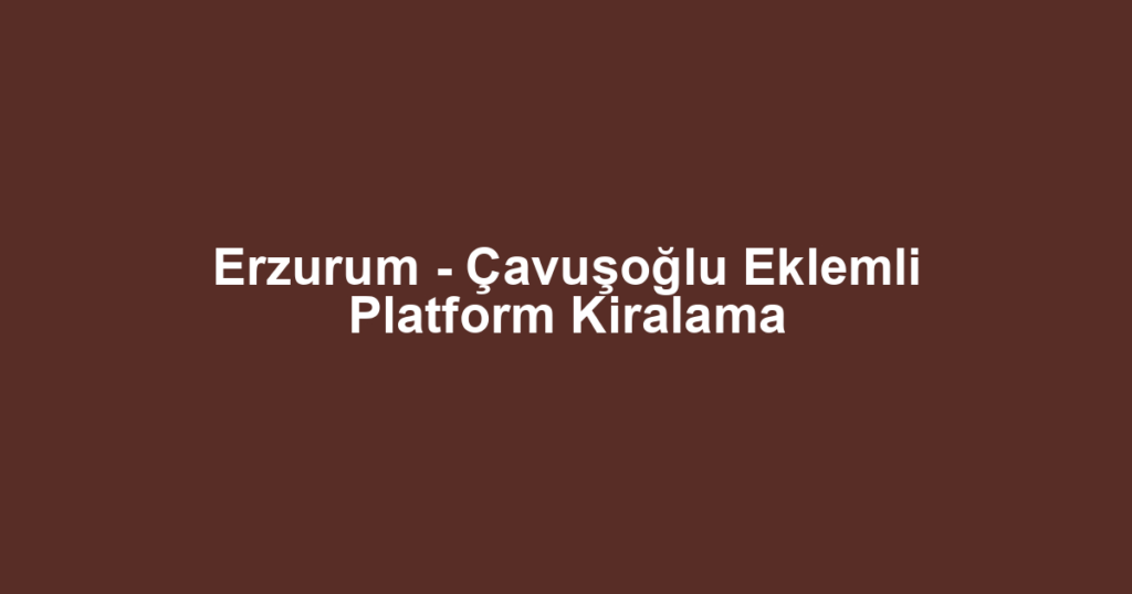 Erzurum - Çavuşoğlu Eklemli Platform Kiralama