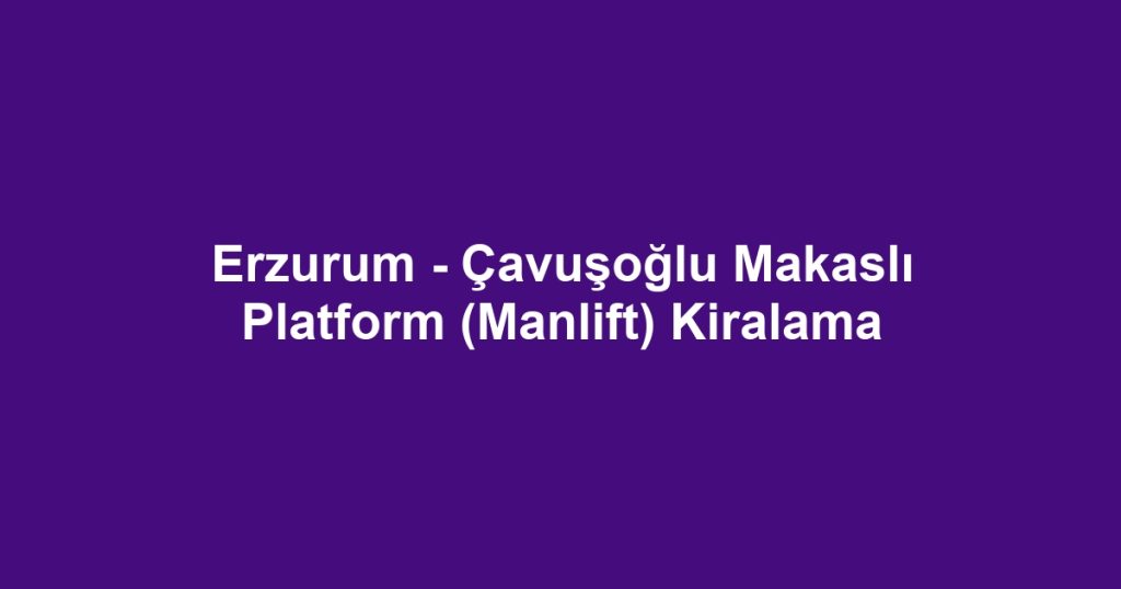 Erzurum - Çavuşoğlu Makaslı Platform (Manlift) Kiralama