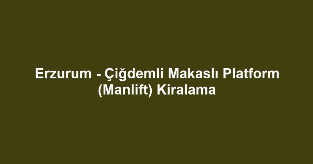 Erzurum - Çiğdemli Makaslı Platform (Manlift) Kiralama