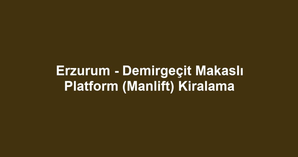 Erzurum - Demirgeçit Makaslı Platform (Manlift) Kiralama