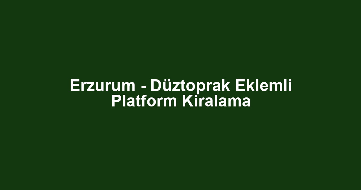 Erzurum - Düztoprak Eklemli Platform Kiralama