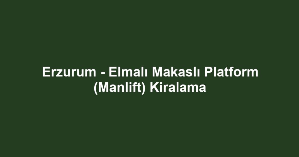 Erzurum - Elmalı Makaslı Platform (Manlift) Kiralama