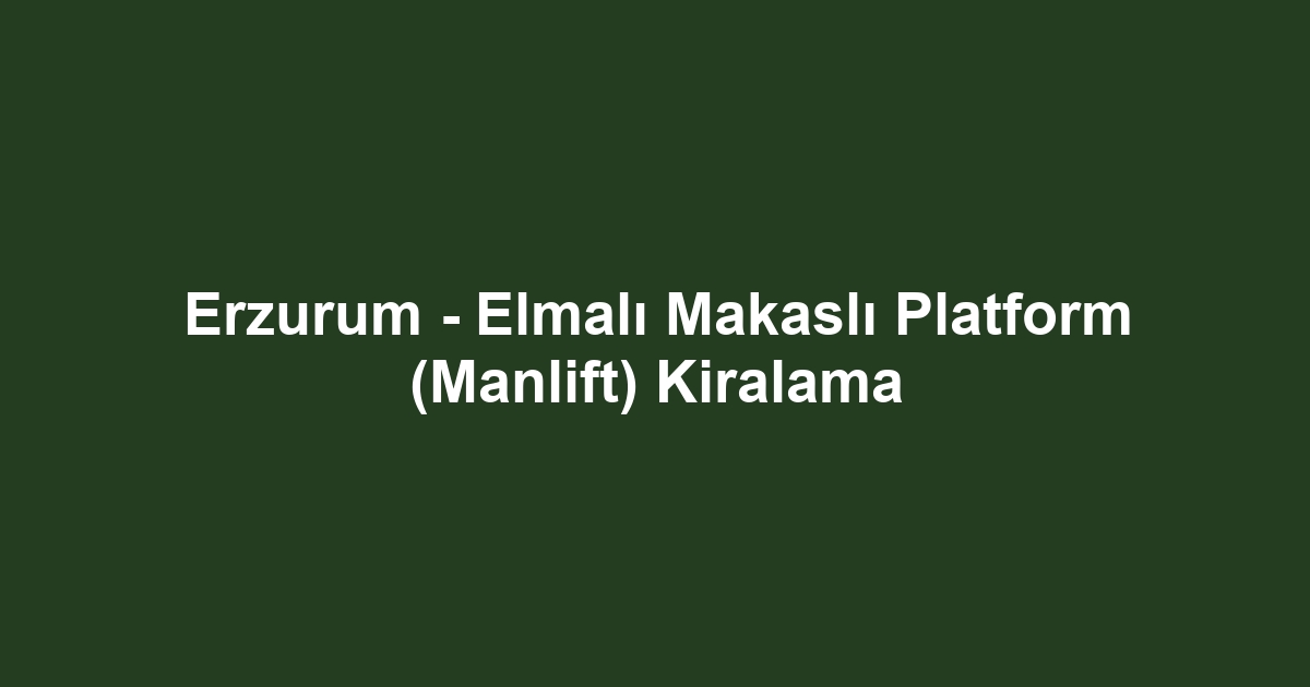 Erzurum - Elmalı Makaslı Platform (Manlift) Kiralama