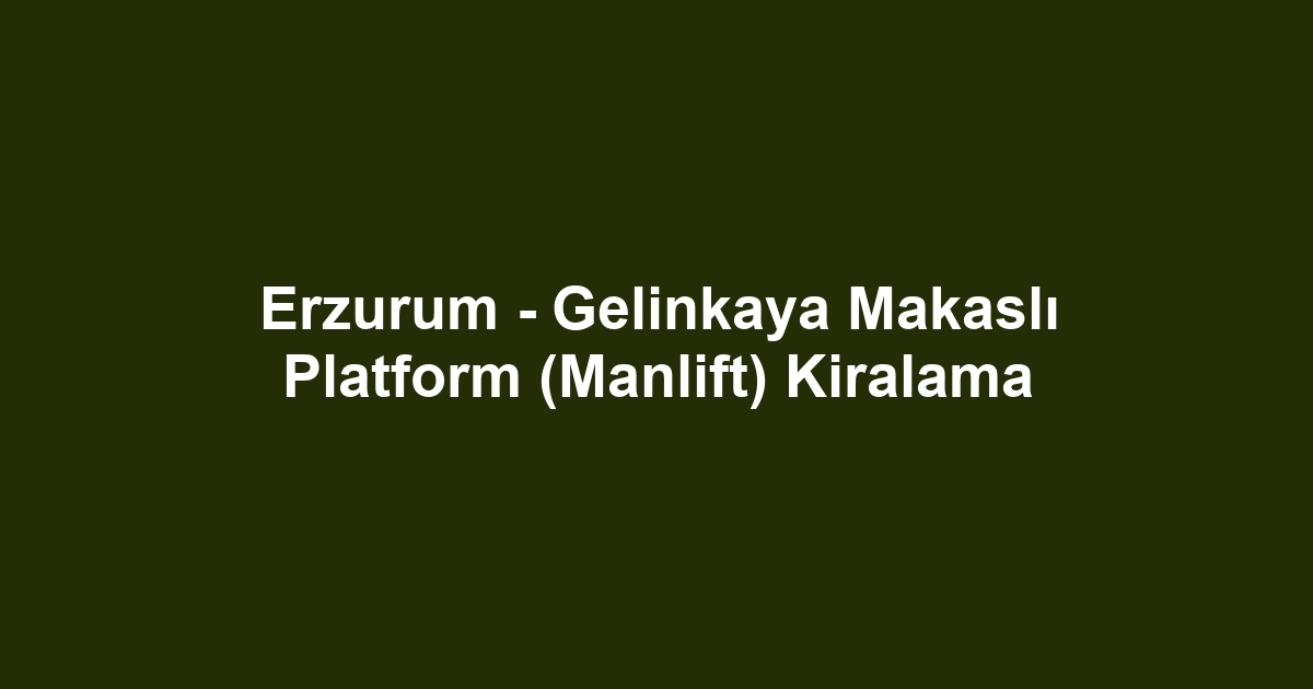 Erzurum - Gelinkaya Makaslı Platform (Manlift) Kiralama