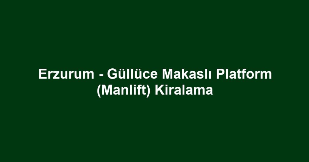 Erzurum - Güllüce Makaslı Platform (Manlift) Kiralama