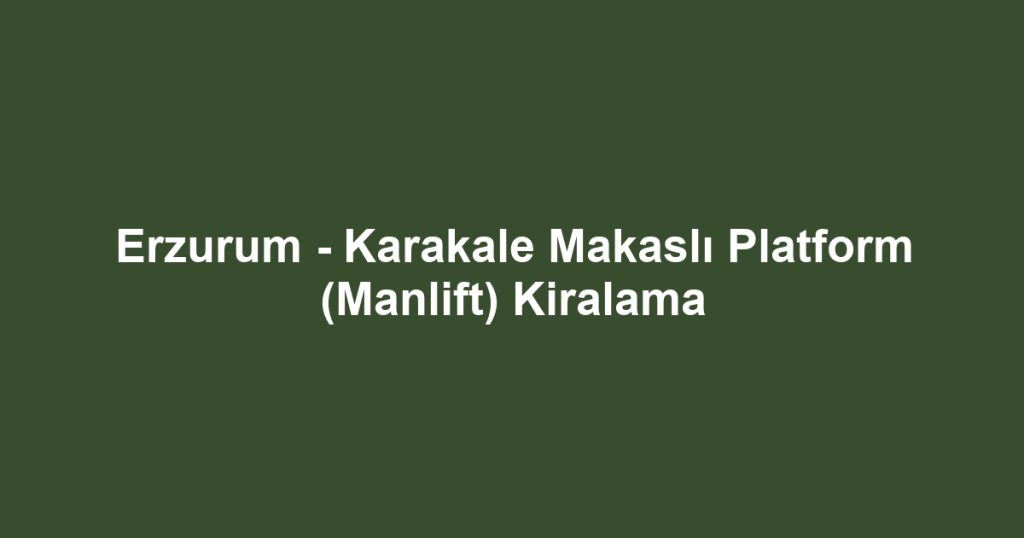 Erzurum - Karakale Makaslı Platform (Manlift) Kiralama