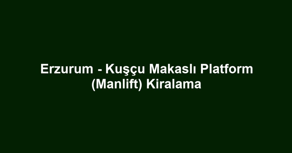 Erzurum - Kuşçu Makaslı Platform (Manlift) Kiralama