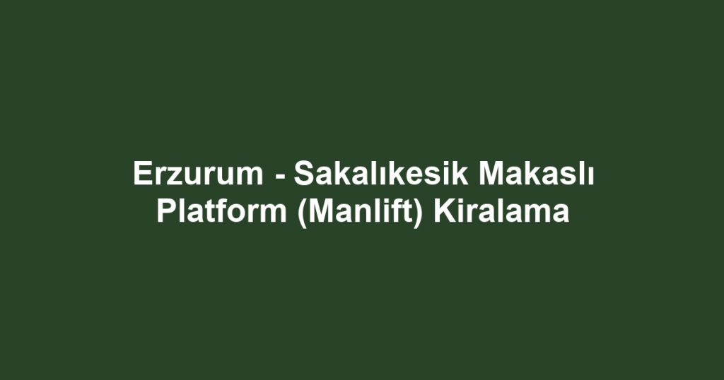 Erzurum - Sakalıkesik Makaslı Platform (Manlift) Kiralama