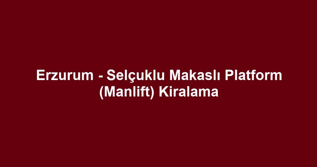 Erzurum - Selçuklu Makaslı Platform (Manlift) Kiralama