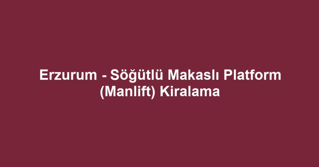 Erzurum - Söğütlü Makaslı Platform (Manlift) Kiralama