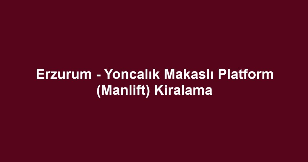 Erzurum - Yoncalık Makaslı Platform (Manlift) Kiralama