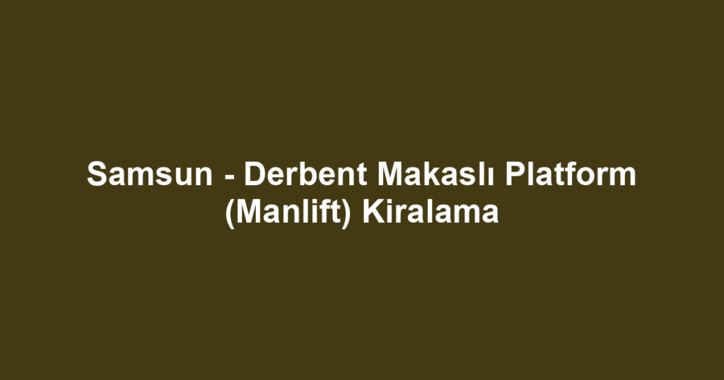 Samsun - Derbent Makaslı Platform (Manlift) Kiralama