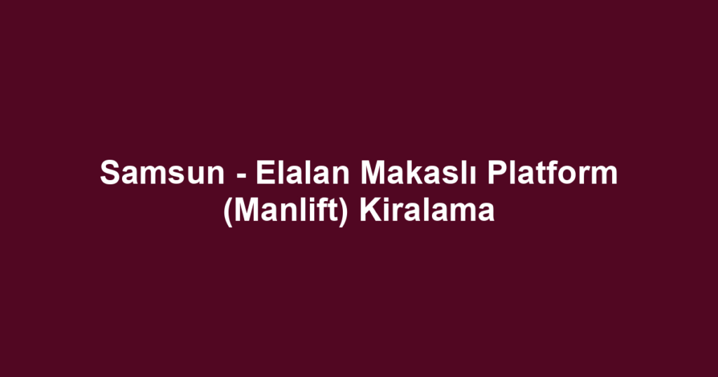 Samsun - Elalan Makaslı Platform (Manlift) Kiralama