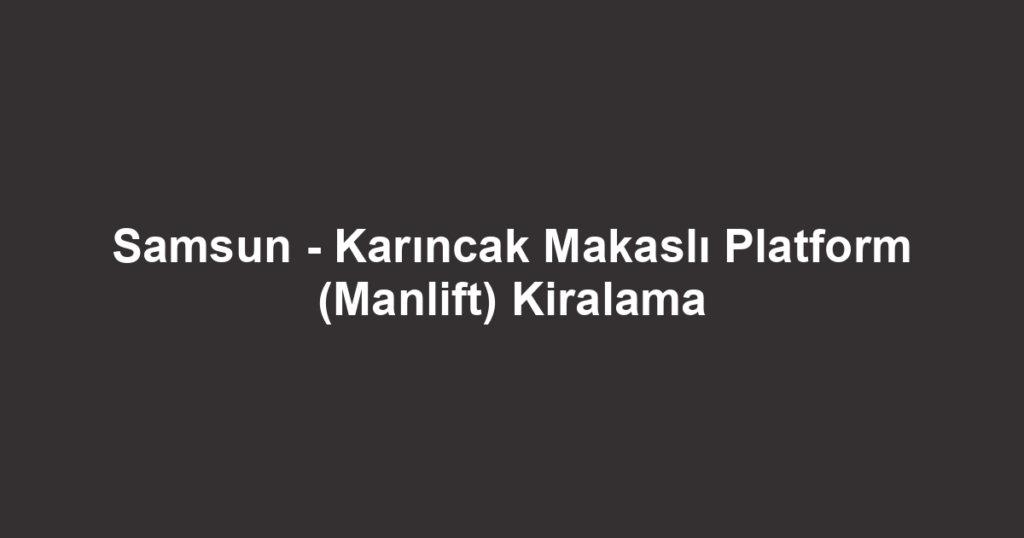 Samsun - Karıncak Makaslı Platform (Manlift) Kiralama