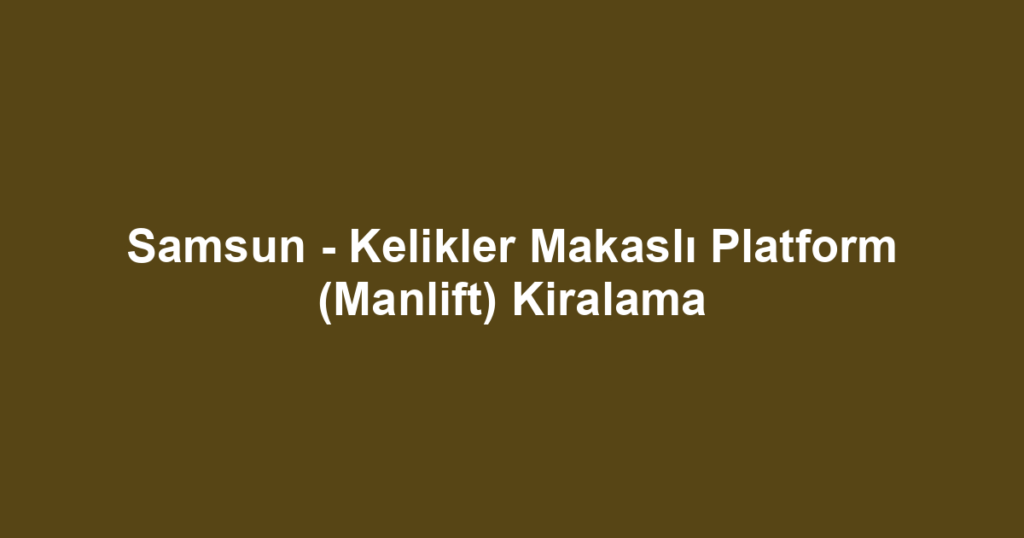 Samsun - Kelikler Makaslı Platform (Manlift) Kiralama