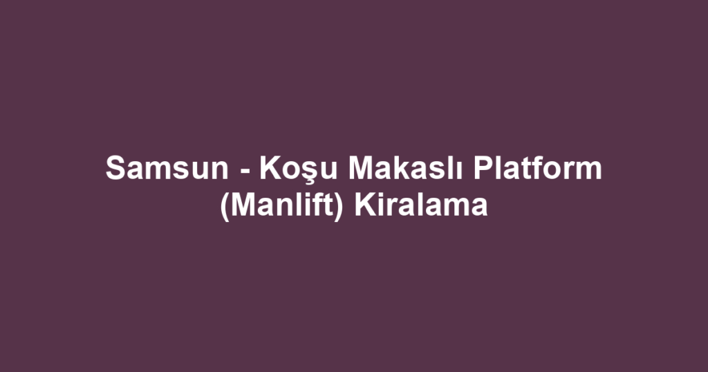 Samsun - Koşu Makaslı Platform (Manlift) Kiralama