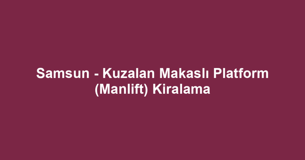 Samsun - Kuzalan Makaslı Platform (Manlift) Kiralama