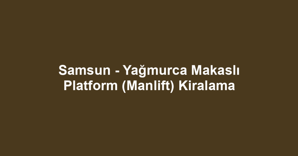 Samsun - Yağmurca Makaslı Platform (Manlift) Kiralama