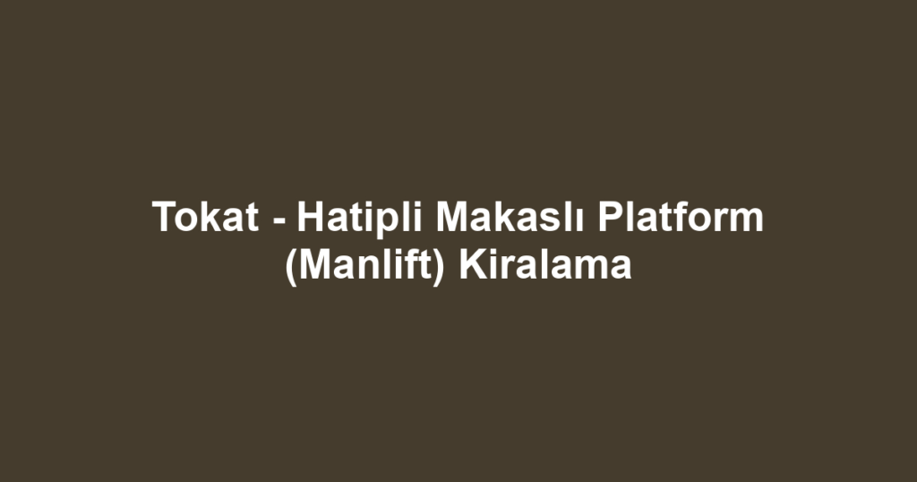 Tokat - Hatipli Makaslı Platform (Manlift) Kiralama