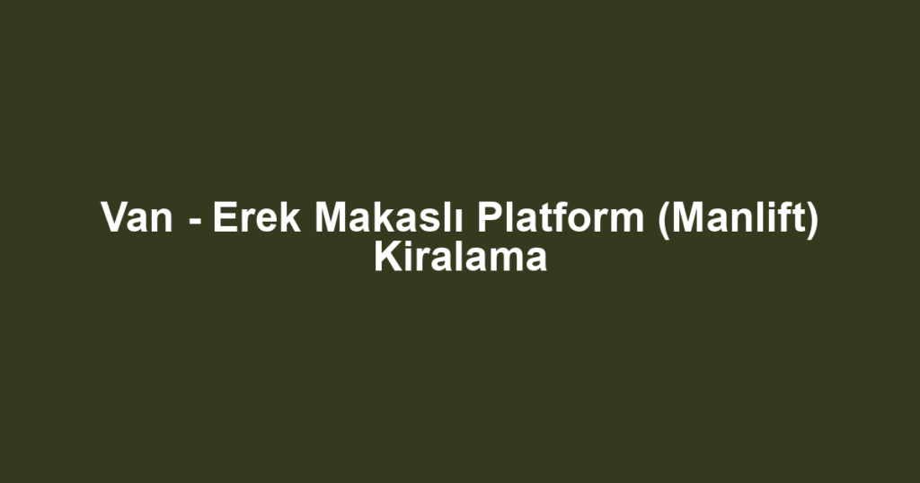 Van - Erek Makaslı Platform (Manlift) Kiralama
