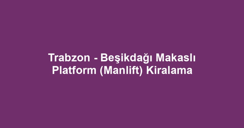 Trabzon - Beşikdağı Makaslı Platform (Manlift) Kiralama