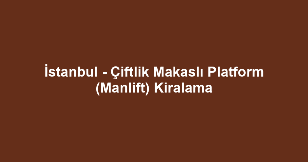 İstanbul - Çiftlik Makaslı Platform (Manlift) Kiralama